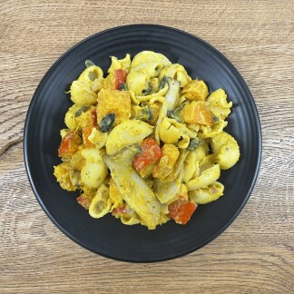 Schiffchuchi - cremiger Pastasalat mit Kürbis und Kräuter-Seitling (kleine Box)
